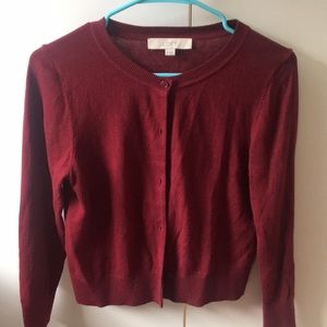 Cranberry red cardigan